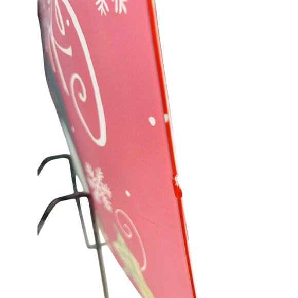 Snowman Glass Platter Deb Strain Winter Merry Christmas Plate 15” Vintage - Picture 8 of 10